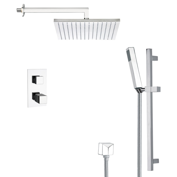 Nameeks SFR7403 Remer Modern Thermostatic Shower Faucet with Slide Rail in 8 Finishes - Chrome