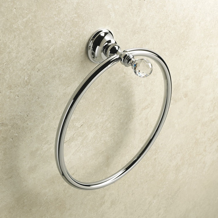 Nameeks SL07-08 StilHaus Chrome Towel Ring with Crystal - Chrome - Click Image to Close