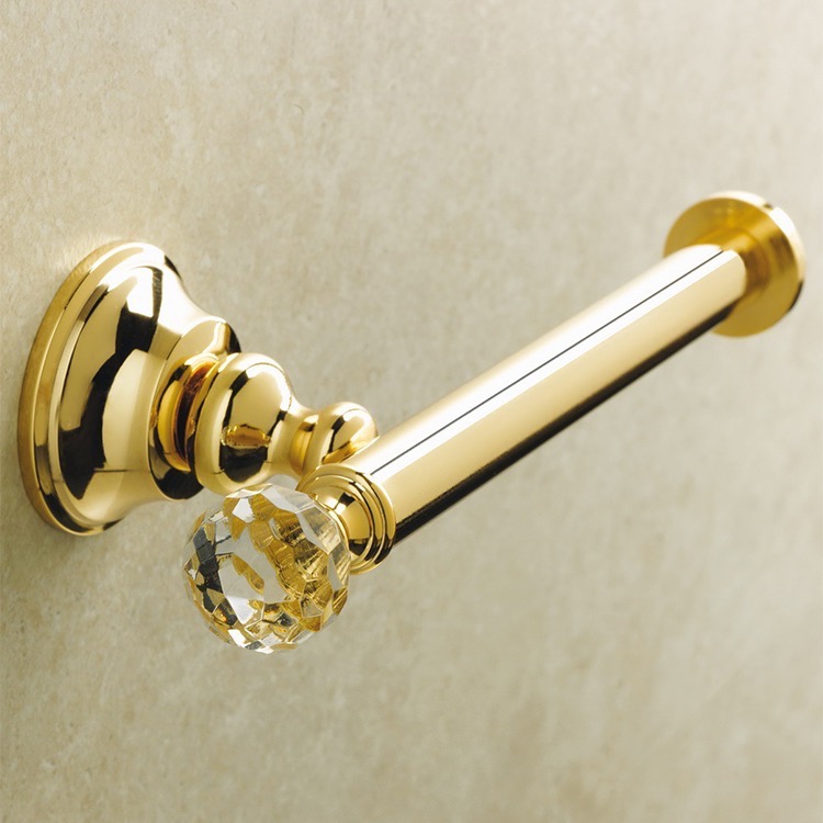 Nameeks SL11-16 StilHaus Gold Brass Toilet Roll Holder with Crystal - Gold