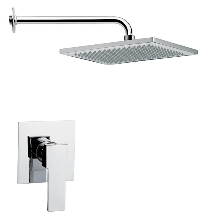 Nameeks SS1115 Remer Rectangular Modern Shower Faucet Set - Chrome - Click Image to Close