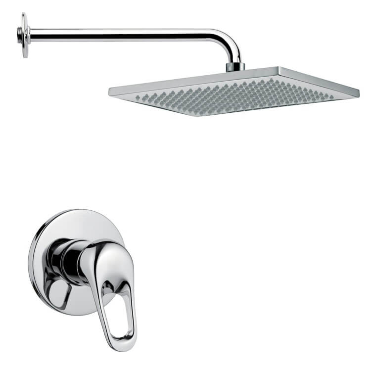 Nameeks SS1118-CR Remer Chrome Shower Faucet Set with 9.5" Rain Shower Head - Chrome - Click Image to Close