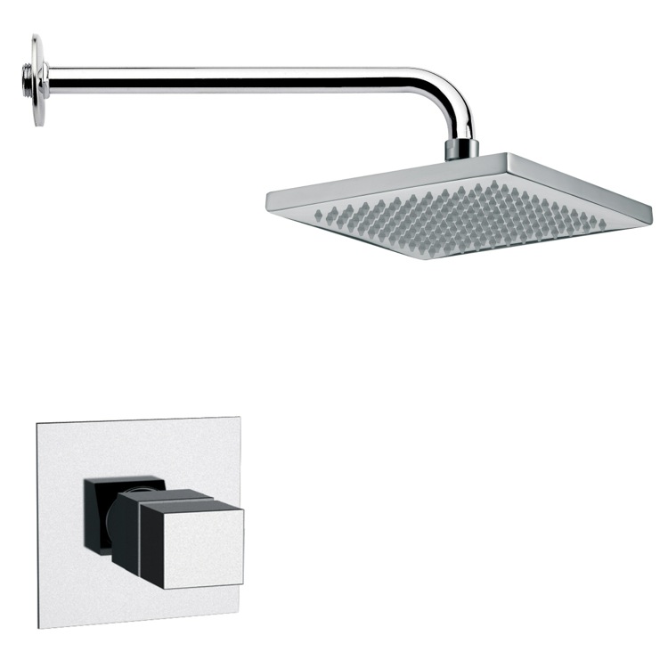 Nameeks SS1127 Remer Rectangular Contemporary Shower Faucet Set in 8 Finishes - Chrome