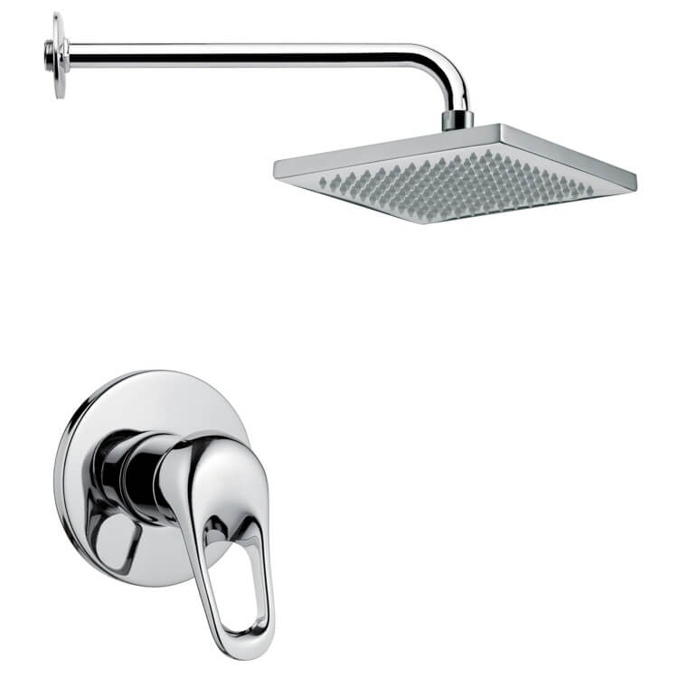 Nameeks SS1128-CR Remer Chrome Shower Faucet Set with 8" Rain Shower Head - Chrome