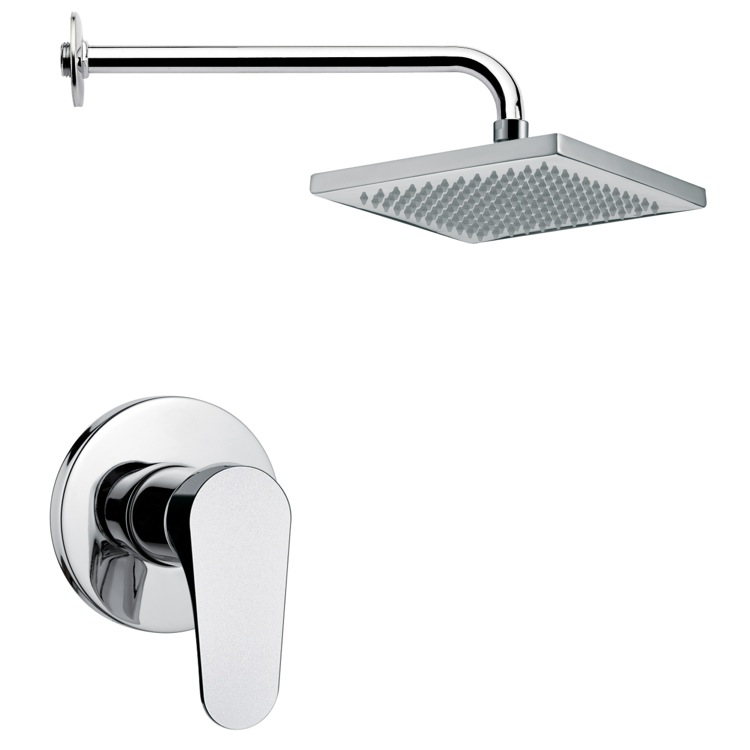 Nameeks SS1129-CR Remer Chrome Shower Faucet Set with 8" Rain Shower Head - Chrome