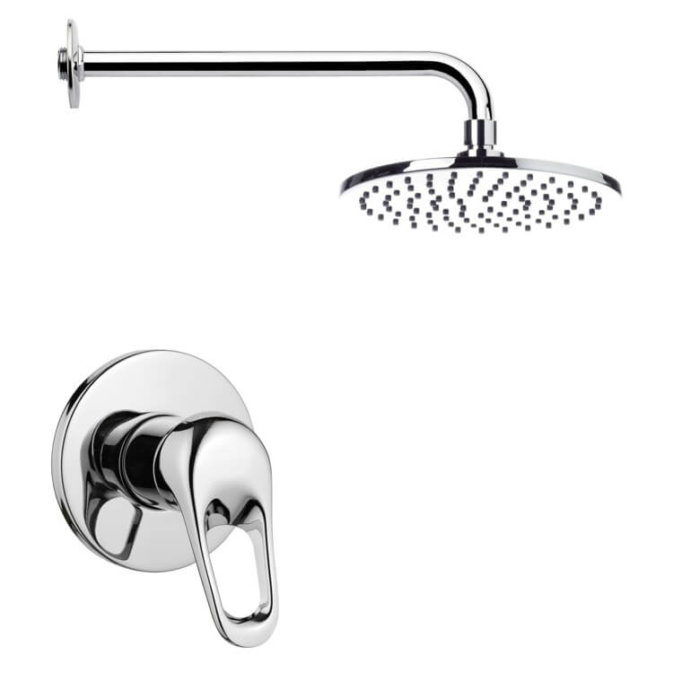 Nameeks SS1149-CR Remer Chrome Shower Faucet Set with 8" Rain Shower Head - Chrome - Click Image to Close