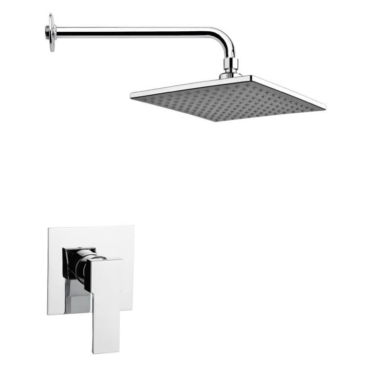 Nameeks SS1223 Remer Square Lever Shower Faucet Set in Polished Chrome - Chrome - Click Image to Close