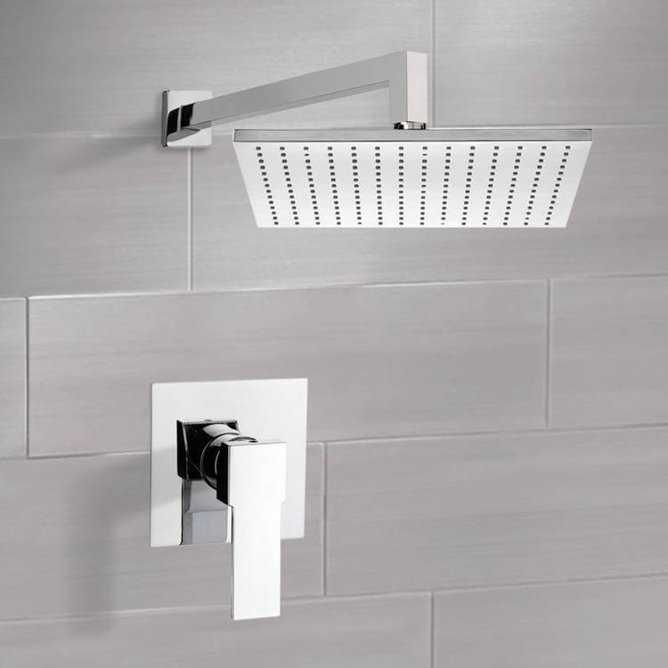 Nameeks SS1297-CR Remer Chrome Shower Faucet Set with 12" Rain Shower Head - Chrome