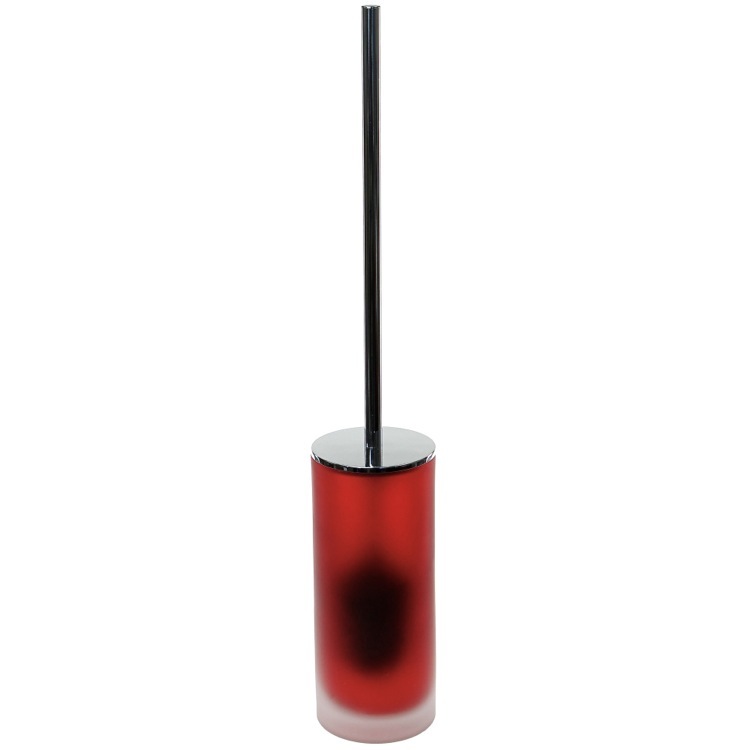 Nameeks TI33-06 Gedy Red Toilet Brush Holder in Glass and Polished Chrome Steel - Red