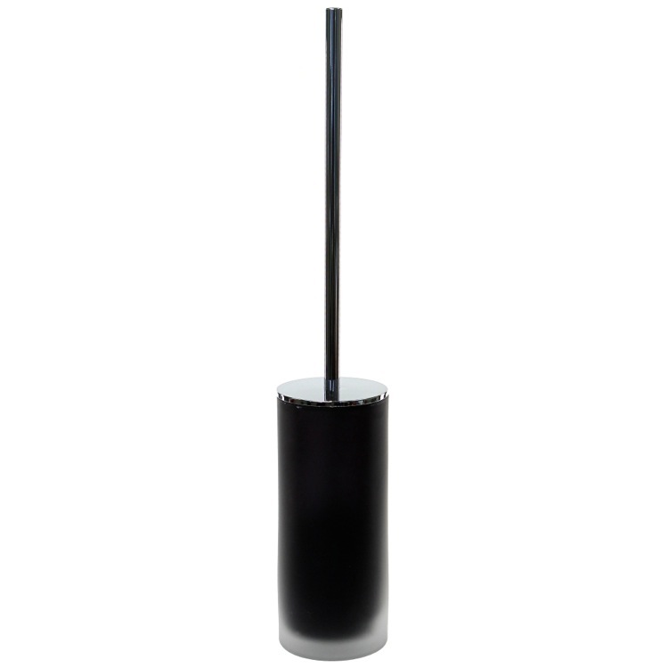 Nameeks TI33-14 Gedy Black Frosted Glass Toilet Brush With Chrome Handle - Black