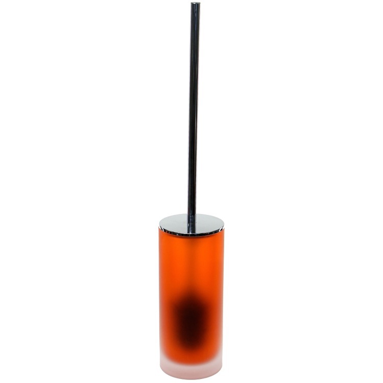 Nameeks TI33-67 Gedy Orange Frosted Glass Toilet Brush Holder With Chrome Handle - Orange