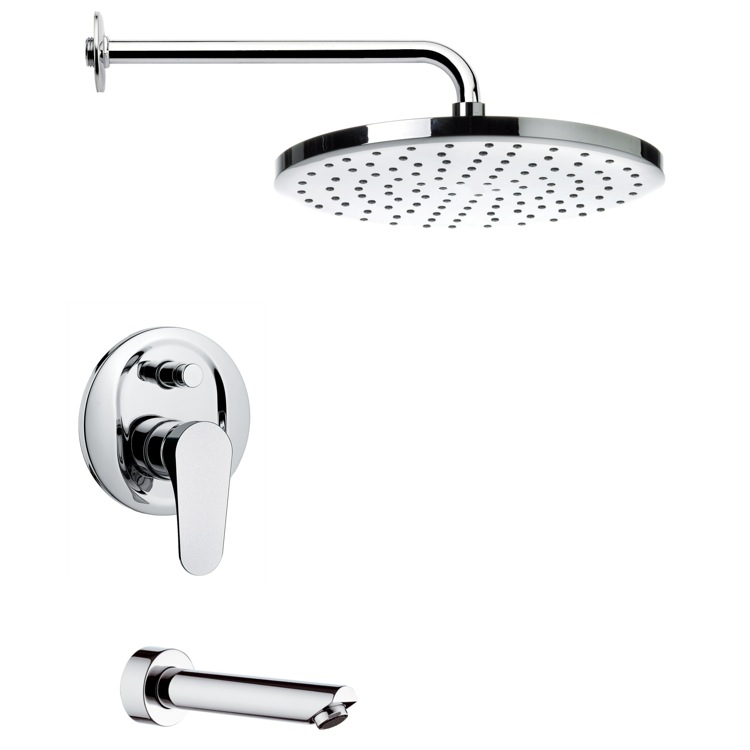 Nameeks TSF2001 Remer Contemporary Tub and Rain Shower Faucet Set - Chrome