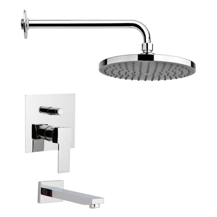 Nameeks TSF2217 Remer Polished Chrome Sleek Rain Shower System - Chrome - Click Image to Close