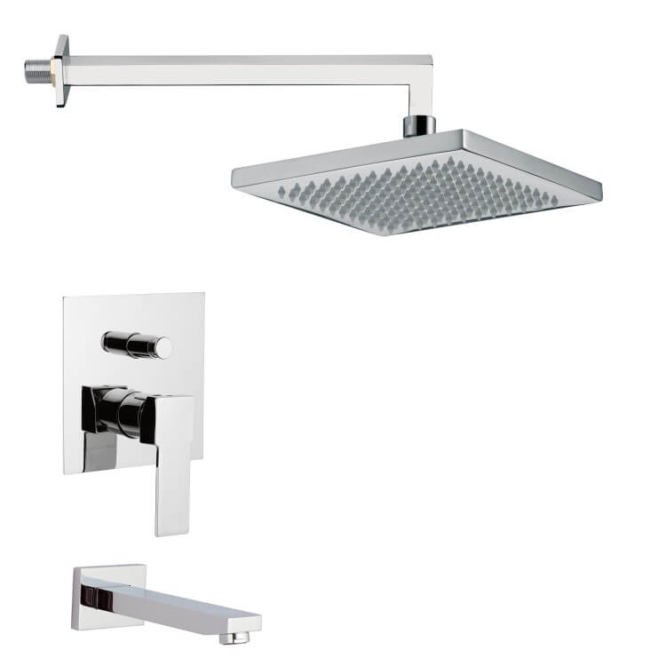 Nameeks TSF2299 Remer Modern Square Tub and Shower Faucet in 8 Finishes - Chrome