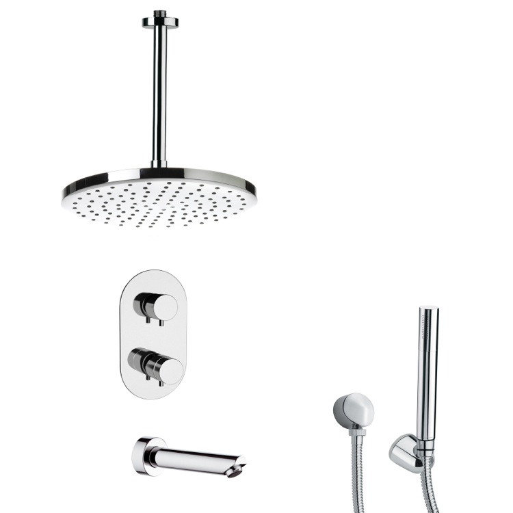 Nameeks TSH4405 Remer Polished Chrome Thermostatic Tub and Shower Faucet with Handheld Shower - Chrome