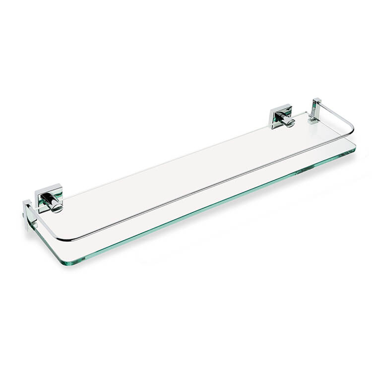 Nameeks U04-08 StilHaus Clear Glass Bathroom Shelf with Chrome Brass Holder - Chrome