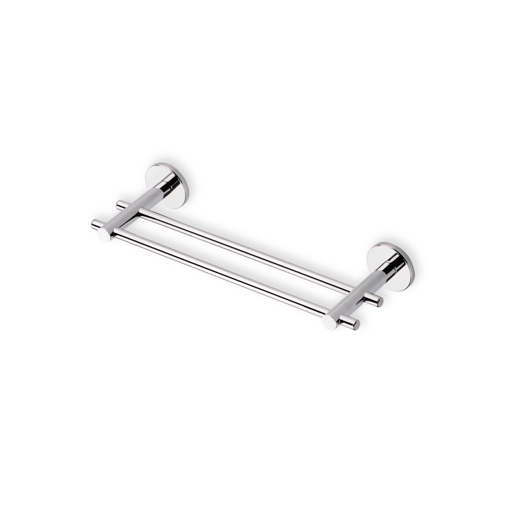 Nameeks VE06.2-08 StilHaus Chrome 12 Inch Double Towel Bar Made in Brass - Chrome