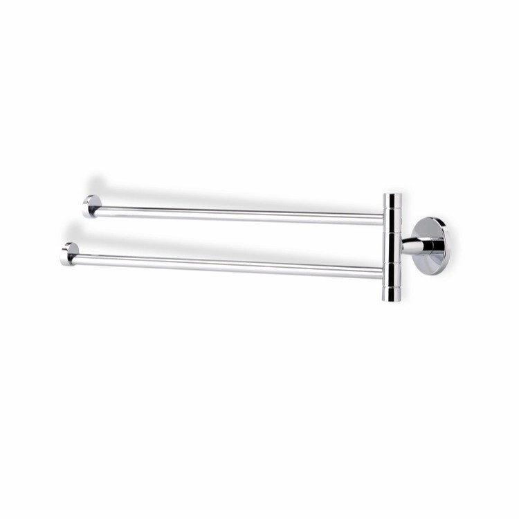 Nameeks VE16-08 StilHaus 14 Inch Swivel Double Towel Bar Made in Brass - Chrome
