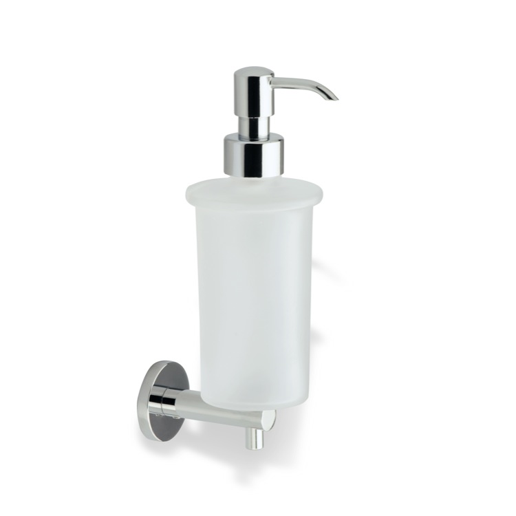 Nameeks VE30-08 StilHaus Chrome Wall Mounted Frosted Glass Soap Dispenser with Brass Mounting - Chrome