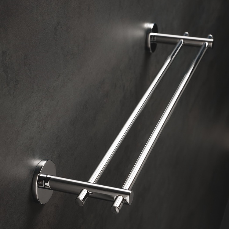 Nameeks VE45.2-08 StilHaus Chrome 18 Inch Double Towel Bar Made in Brass - Chrome