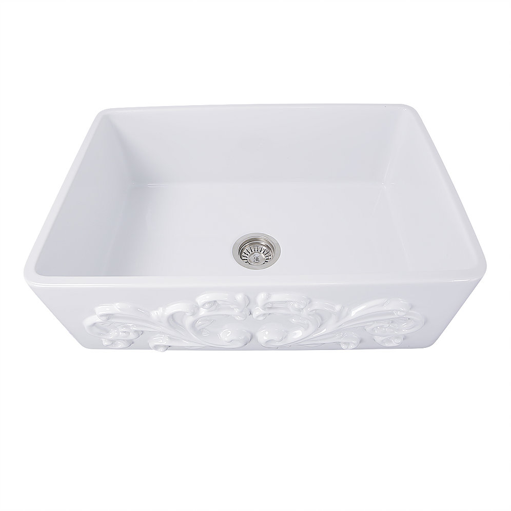 Nantucket Sinks FCFS3020S-Filigree 30-Inch Farmhouse Fireclay Sink with Filigree Apron - Click Image to Close