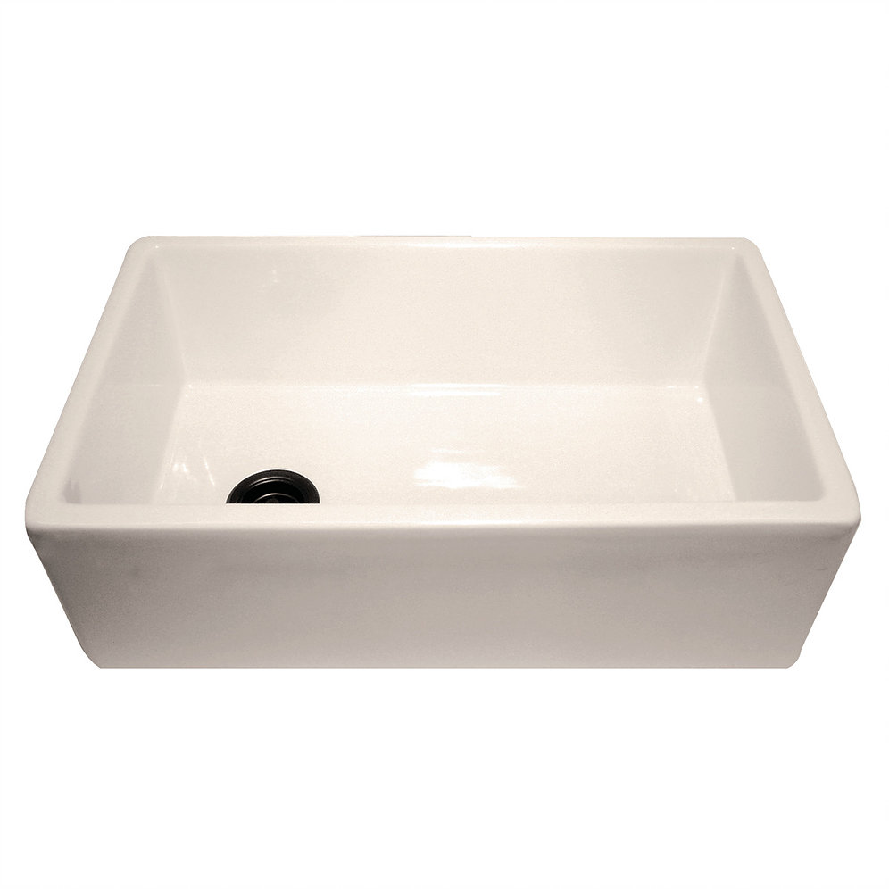 Nantucket Sinks FCFS30B 30 Inch Bisque Fireclay Farmhouse Kitchen Sink Offset Drain FCFS30B with Grid - Click Image to Close