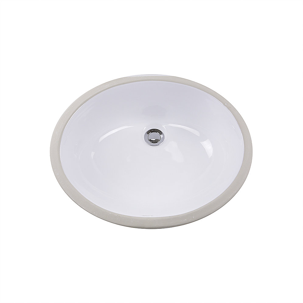 Nantucket Sinks GB-15x12-W 15 Inch x 12 Inch Glazed Bottom Undermount GB-15x12-W Oval Ceramic Sink In White