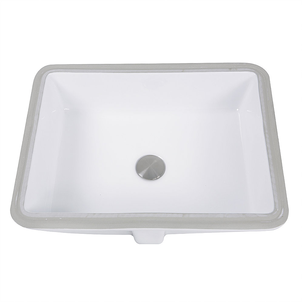 Nantucket Sinks GB-17x13-W 17 Inch x 13 Inch Glazed Bottom Undermount GB-17x13-W Rectangle Ceramic Sink In White - Click Image to Close
