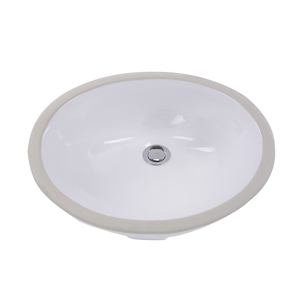 Nantucket Sinks GB-17x14-W 17 Inch x 14 Inch Glazed Bottom Undermount GB-17x17-W Oval Ceramic Sink In White - Click Image to Close