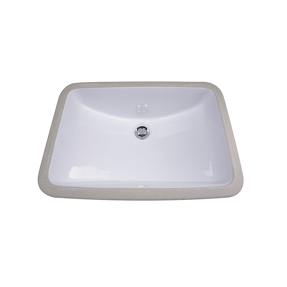 Nantucket Sinks GB-18x12-W 18 Inch x 12 Inch Glazed Bottom Undermount GB-18x12-W Rectangle Ceramic Sink In White - Click Image to Close