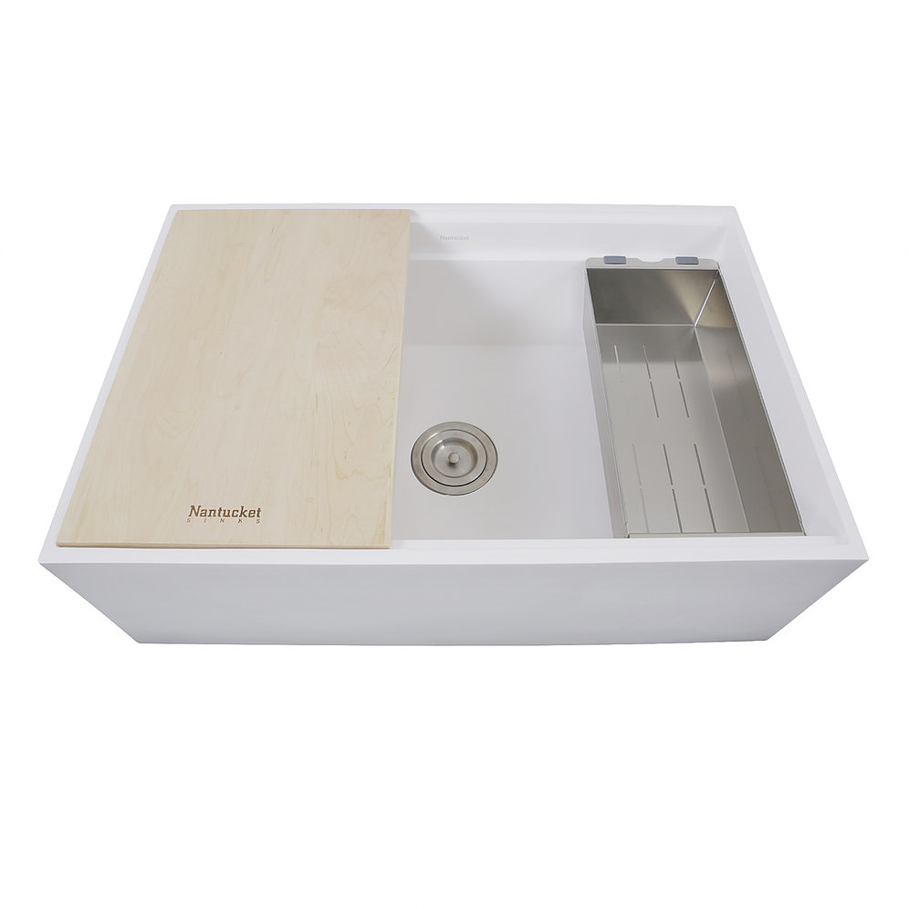 Nantucket Sinks NS-PS3020W 30 Inch Glacier Stone Prep Staion Apron Sink - Click Image to Close