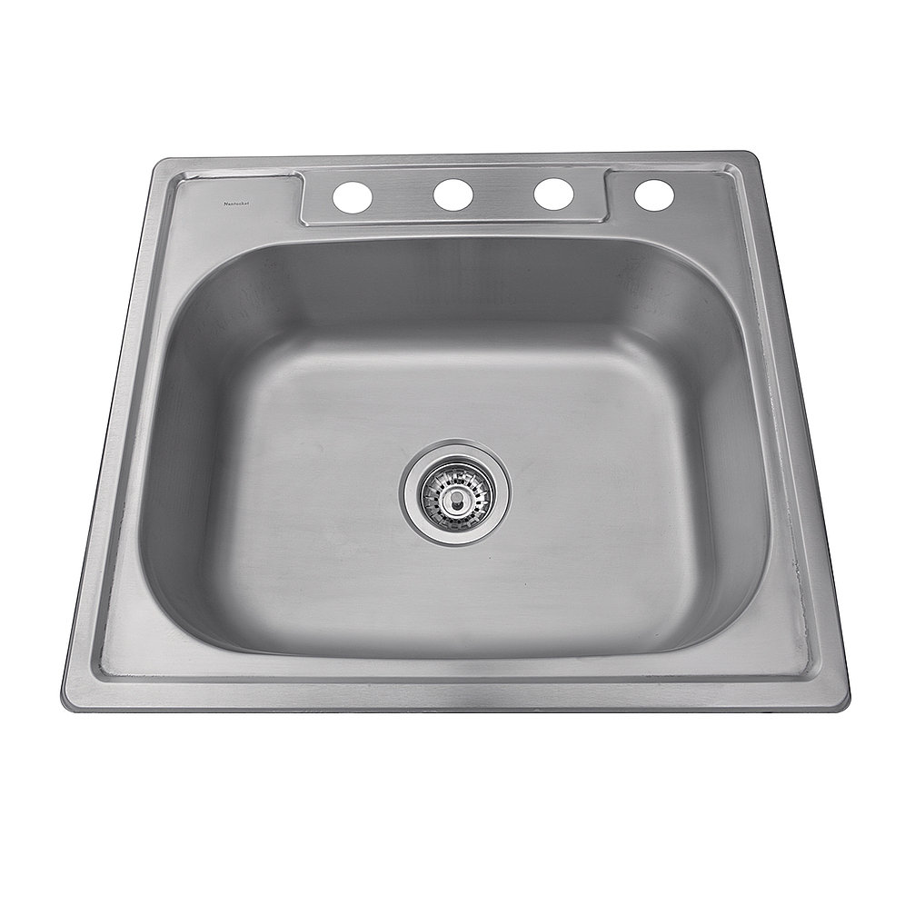 Nantucket Sinks NS2522-8 NS2522-8 - 25 Inch Small Rectangle Single Bowl Self Rimming Stainless Steel Drop In Kitchen Sink, 18 Gauge