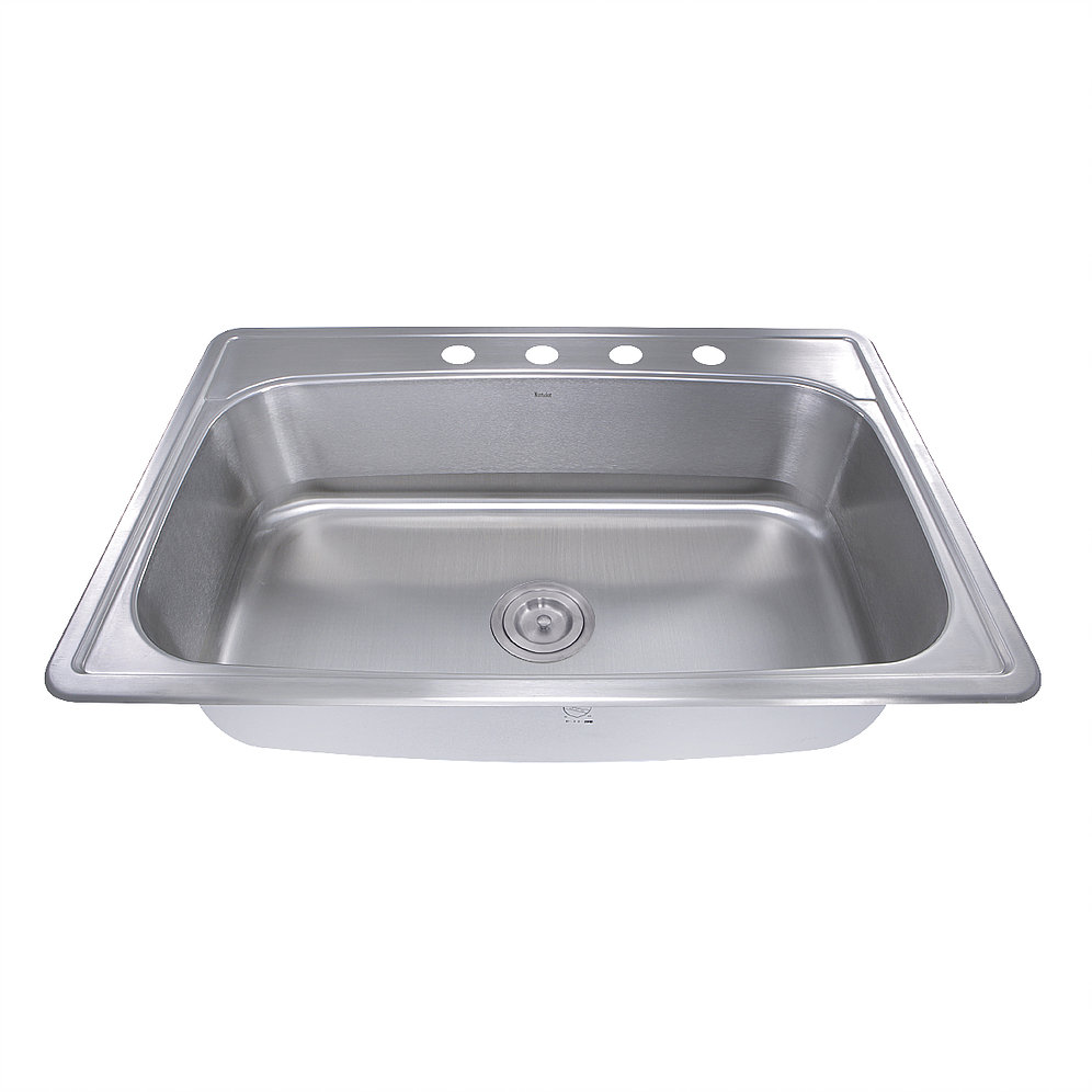 Nantucket Sinks NS3322-8 NS3322-8 33 Inch Large Rectangle Single Bowl 18 Gauge Stainless Steel Drop In Kitchen Sink - Click Image to Close