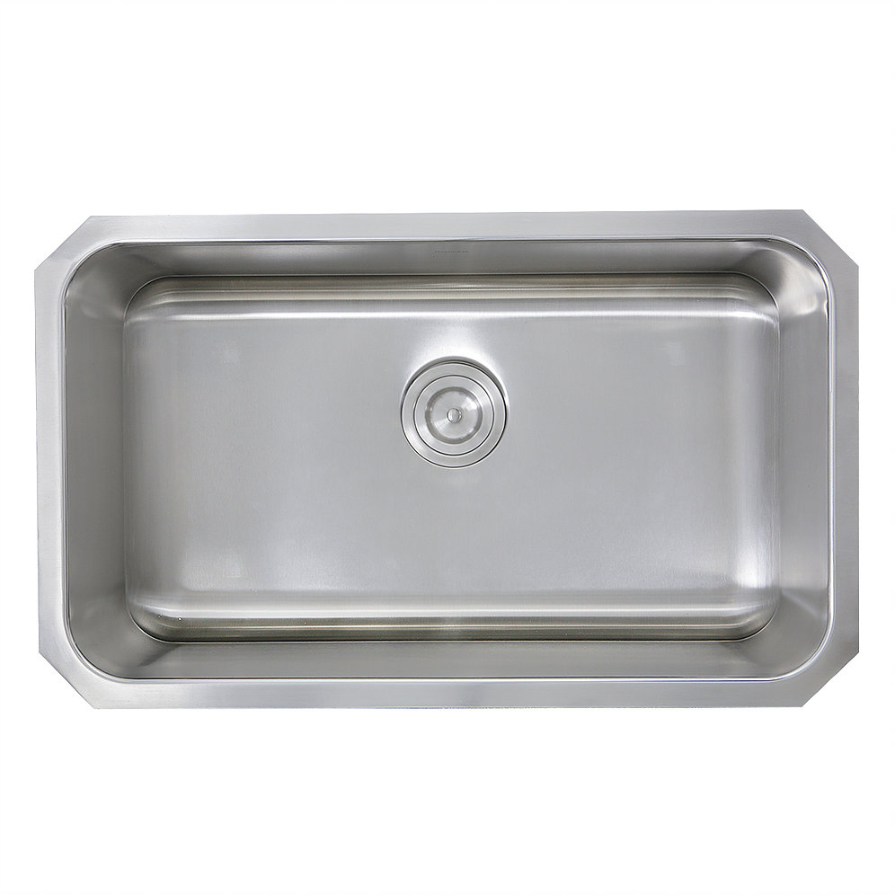 Nantucket Sinks NS43-11-16 NS43-11-16 30 Inch Large Rectangle Single Bowl Undermount Stainless Steel Kitchen Sink, 11 Inches Deep