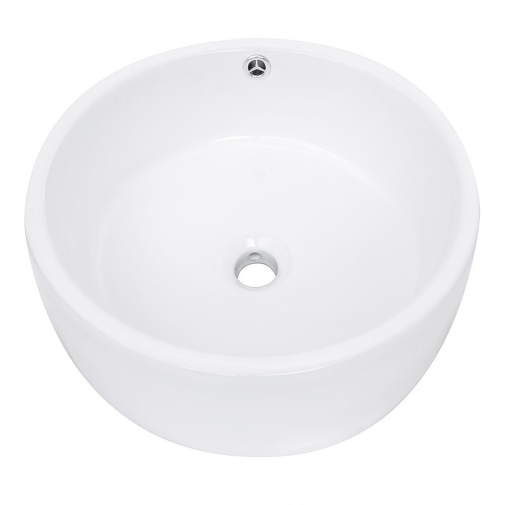 Nantucket Sinks NSV213 Round White Vessel Sink With Overflow NSV213 - Click Image to Close