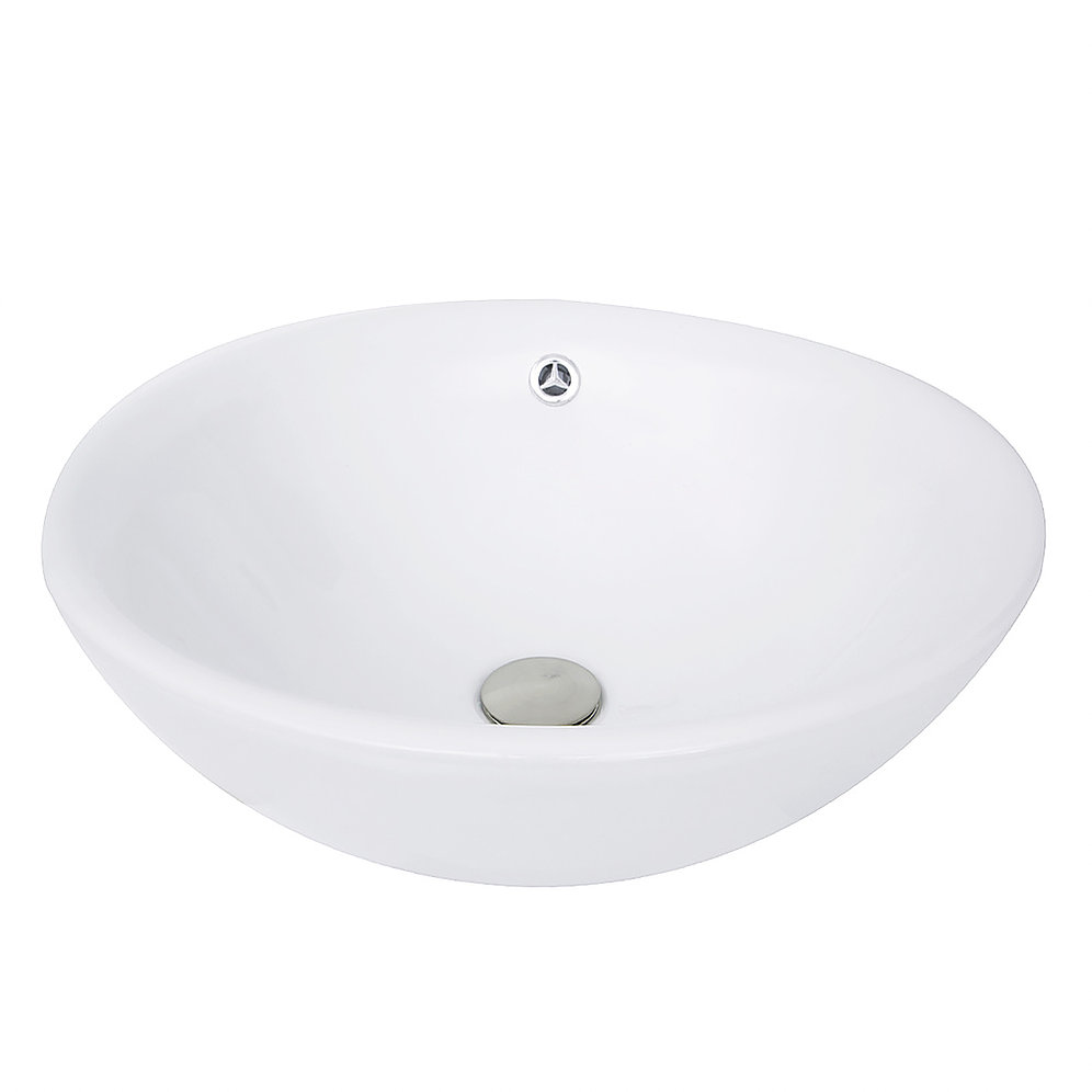 Nantucket Sinks NSV218 17 Inch Round White Vessel Sink With Overflow NSV218 - Click Image to Close