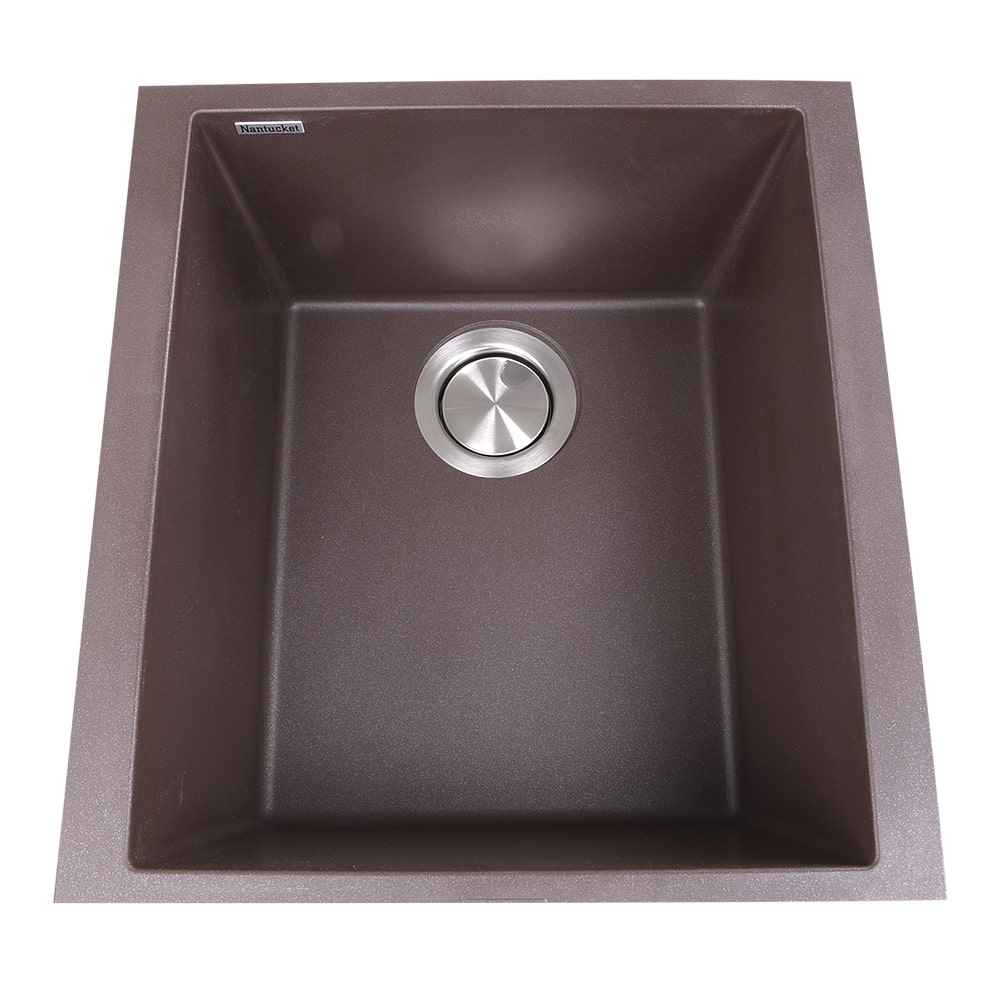 Nantucket Sinks PR1716-BR 17" Single Bowl Undermount Granite Composite Bar-Prep Sink Brown - Click Image to Close