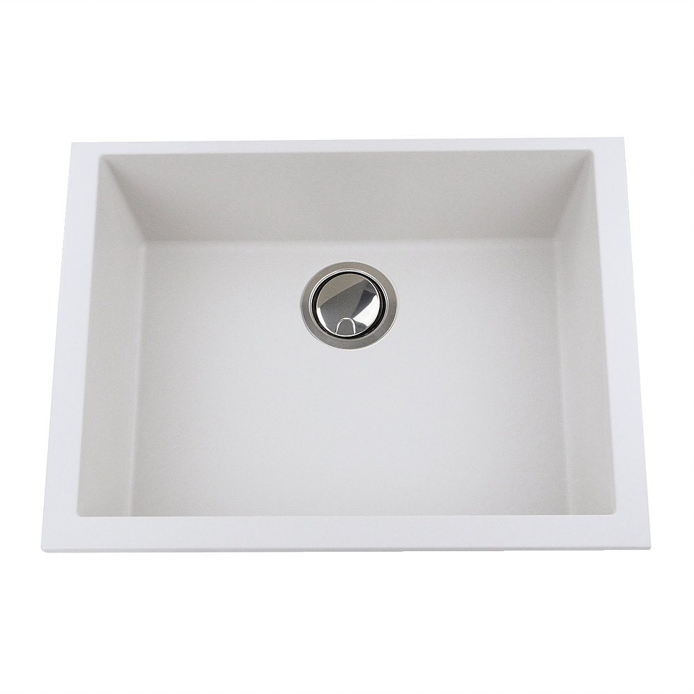 Nantucket Sinks PR2418-W Small Single Bowl Undermount Granite Composite White - Click Image to Close