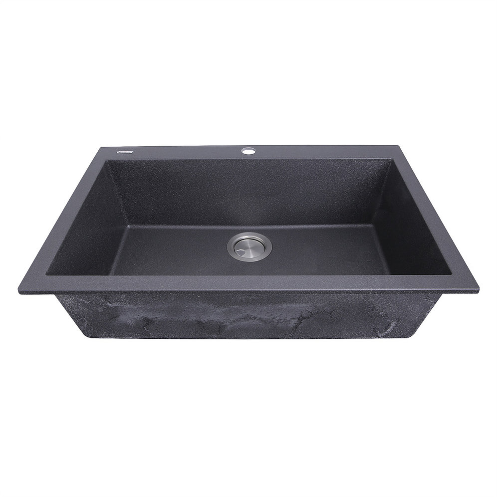 Nantucket Sinks PR3020-DM-BL Large Single Bowl Dual-mount Granite Composite Black