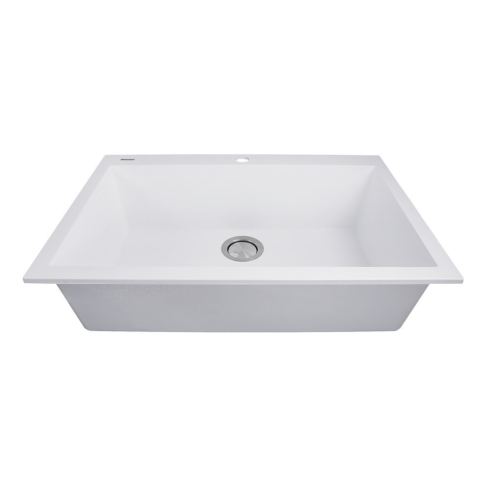Nantucket Sinks PR3020-DM-W Large Single Bowl Dual-mount Granite Composite White