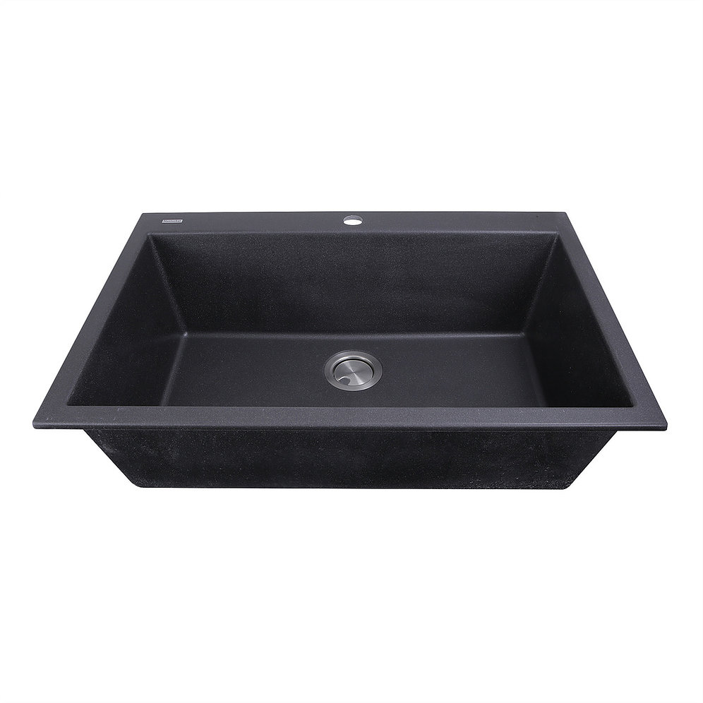 Nantucket Sinks PR3322-DM-BL 33-inch Dual-mount Granite Composite Sink in Black