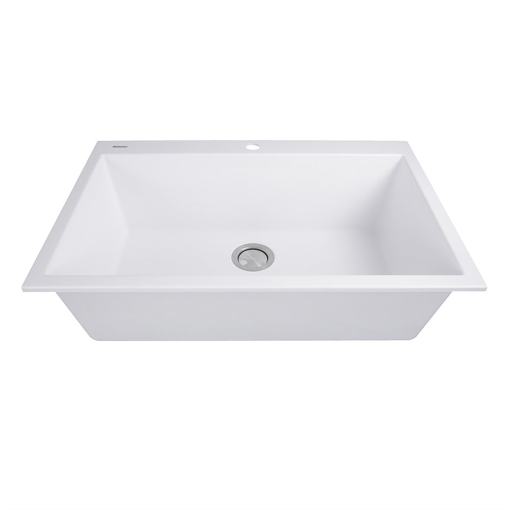 Nantucket Sinks PR3322-DM-W 33-inch Dual-mount Granite Composite Sink in White