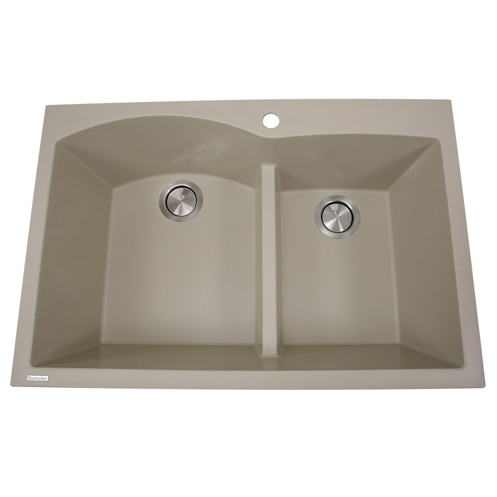 Nantucket Sinks PR6040-S 60/40 Double Bowl Dual-mount Granite Composite Sand