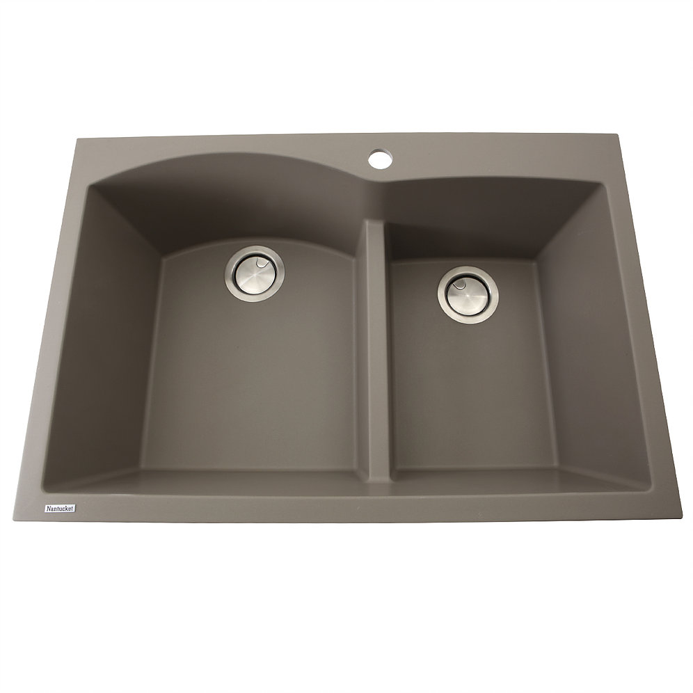 Nantucket Sinks PR6040-TR 60/40 Double Bowl Dual-mount Granite Composite Truffle
