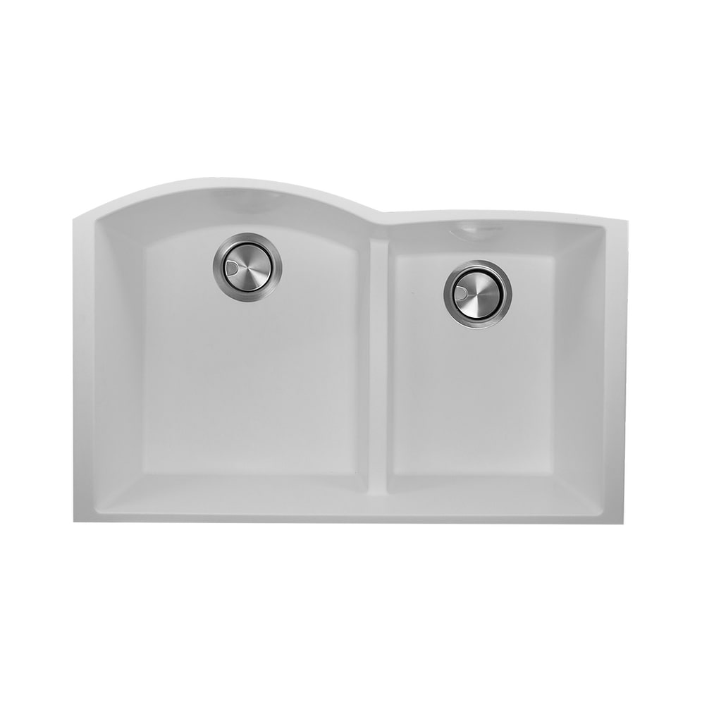 Nantucket Sinks PR6040-W-UM 60/40 Double Bowl Undermount Granite Composite White