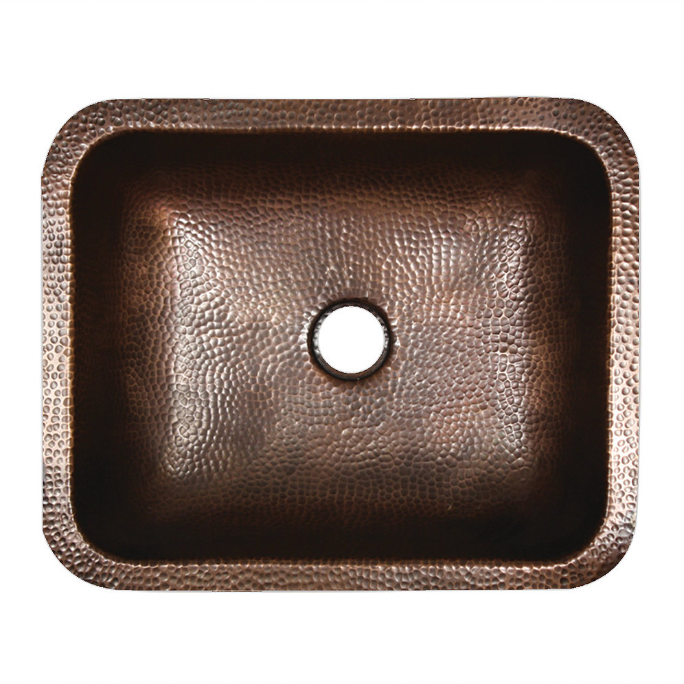 Nantucket Sinks REHC REHC - 17 Inch X 14 Inch Hammered Copper Rectangle Undermount Bathroom Sink, 1.5 Inch Drain - Click Image to Close