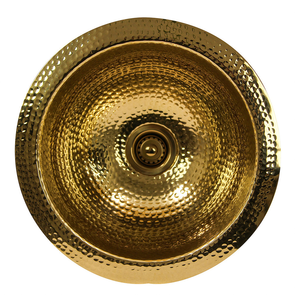Nantucket Sinks ROB ROB - 13 Inch Hand Hammered Brass Round Undermount Bar Room Sink - Click Image to Close