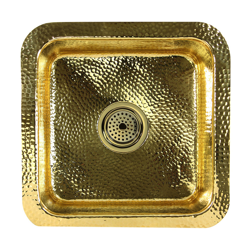Nantucket Sinks SQRB-7 SQRB-7 16.625 Inch Hammered Brass Square Undermount Bar Sink