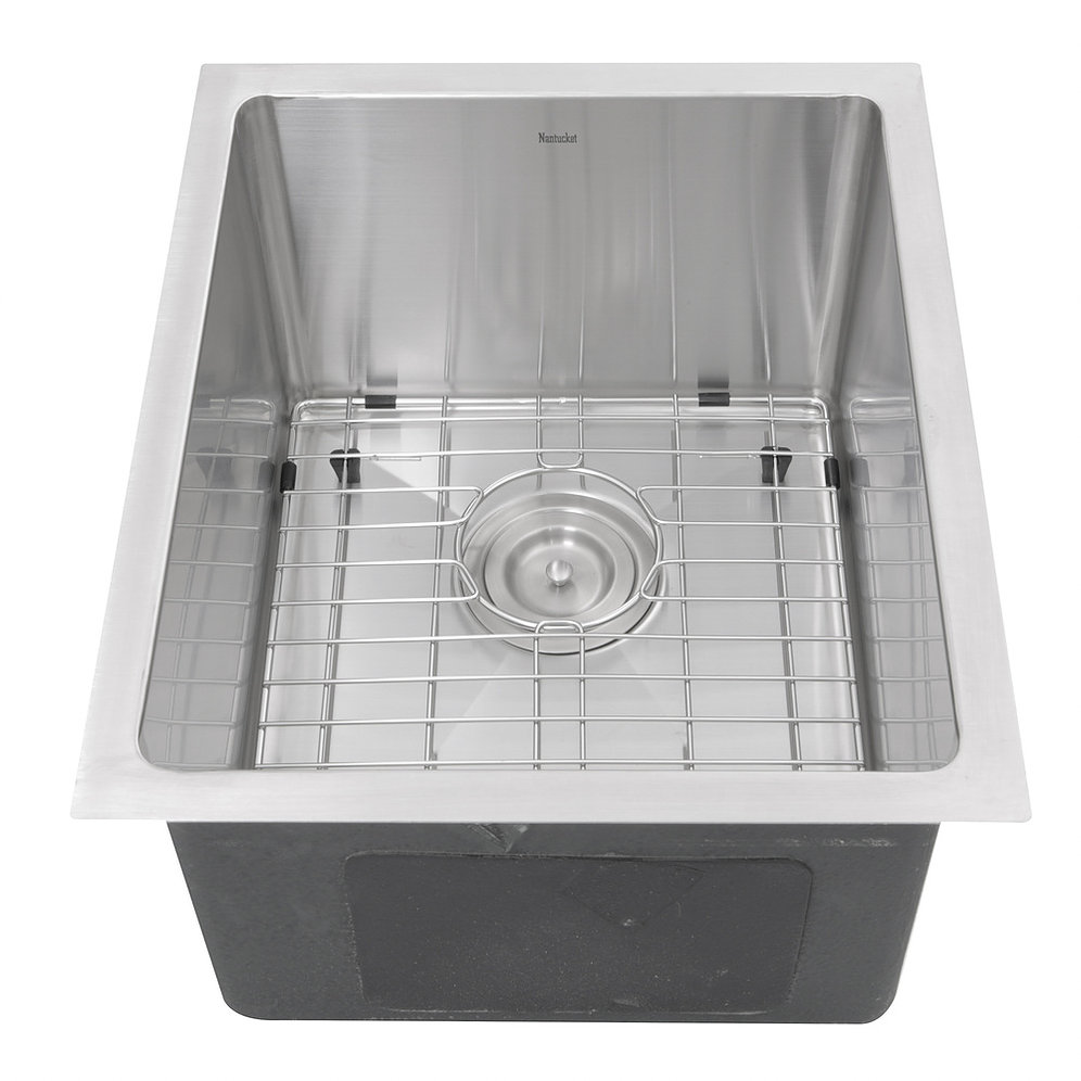 Nantucket Sinks SR1815 SR1815 - 15 Inch Pro Series Rectangle Undermount Small Radius Stainless Steel Bar/Prep Sink
