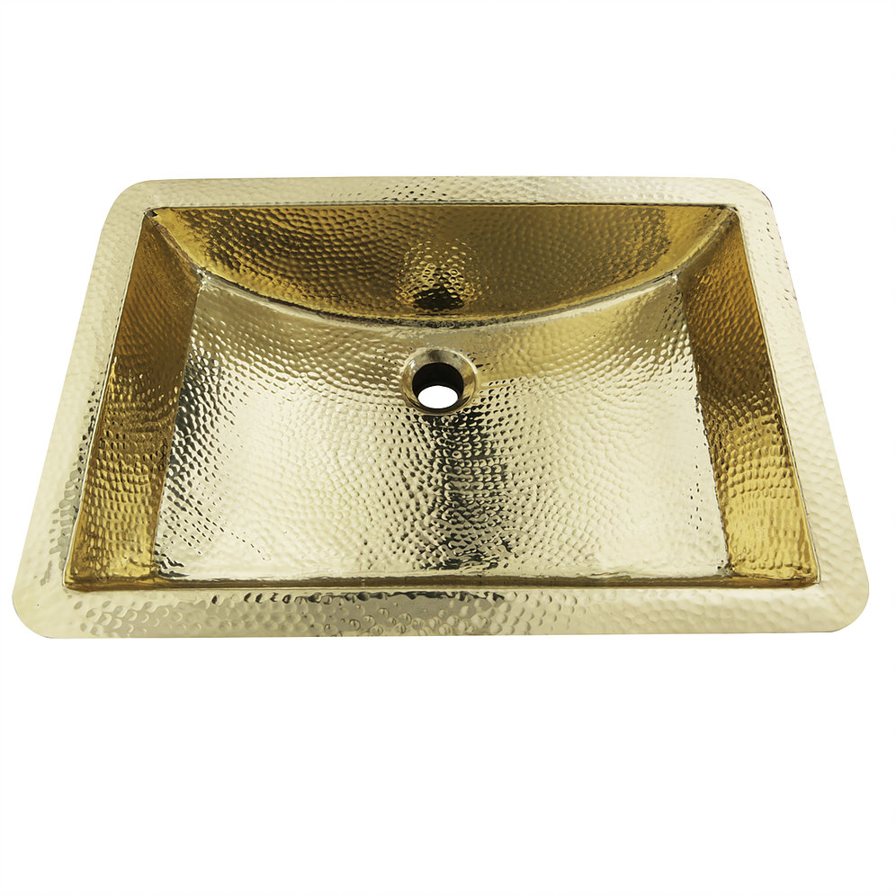 Nantucket Sinks TRB-1914-OF TRB-1914-OF - 21 Inch Hand Hammered Brass Rectangle Undermount Bathroom Sink with Overflow
