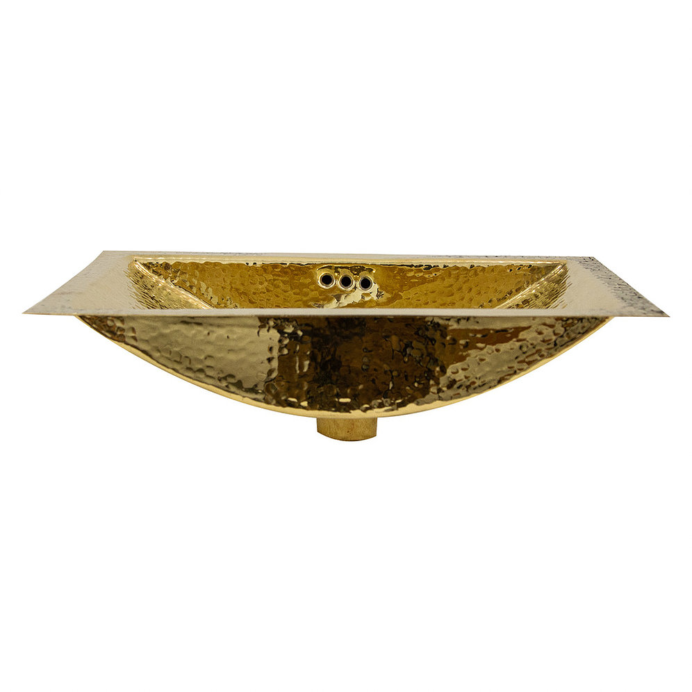 Nantucket Sinks TRB-OF TRB-OF - 19.8 Inch 12.8 Inch Hand Hammered Brass Rectangle Undermount Bathroom Sink with Overflow
